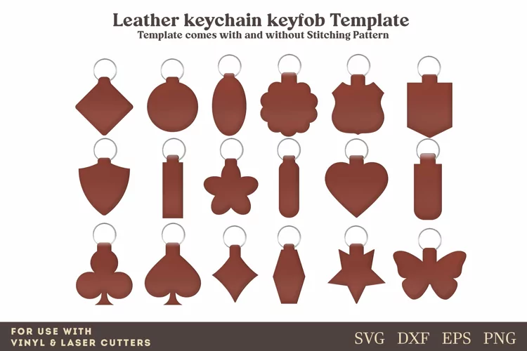 Leather Keychain Key Fob SVG Laser cut file Template DXF