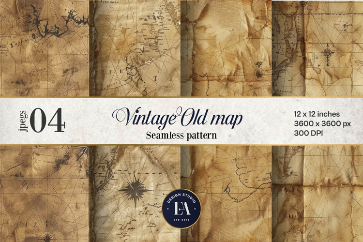 Vintage World Maps Pattern, Junk journal papers
