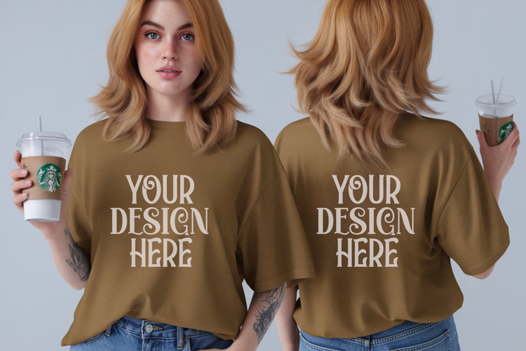 Mustard Comfort Colors 1717 Front & back T shirt Mockup