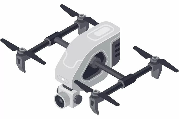 3d isometric drone, Remote control flying copter with camera