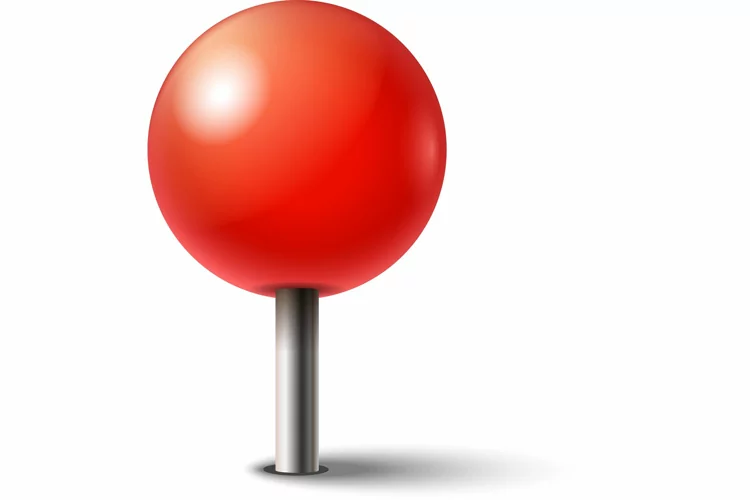 Red pushpin thumbtack for note attach Realistic 3d PNG