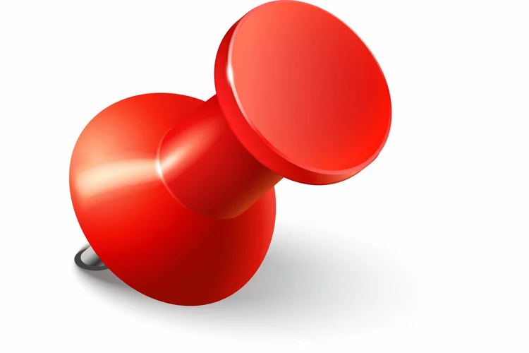 Red pushpin thumbtack for note attach Realistic 3d PNG