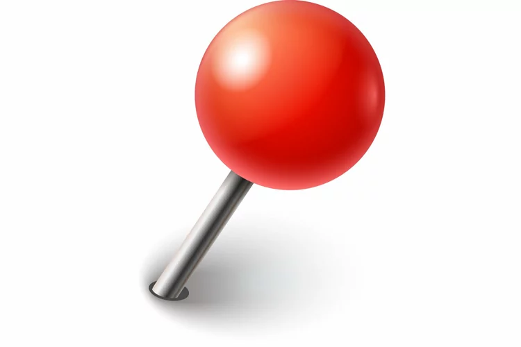 Red pushpin thumbtack for note attach Realistic 3d PNG