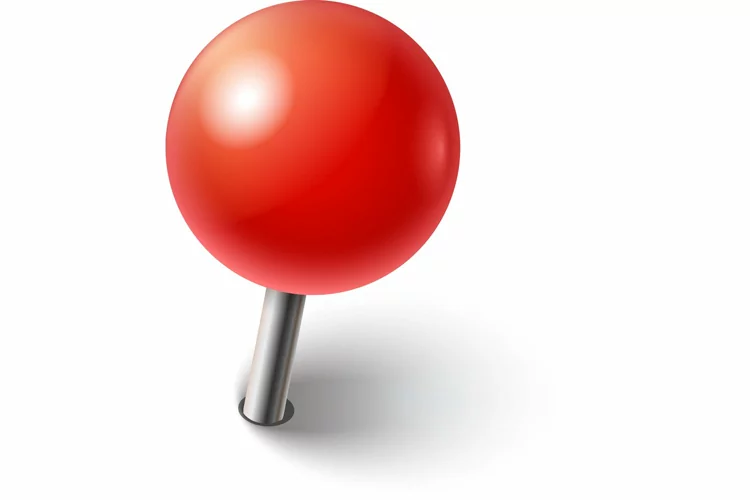 Red pushpin thumbtack for note attach Realistic 3d PNG