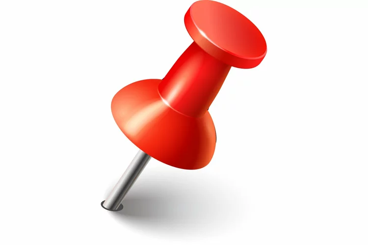 Red pushpin thumbtack for note attach Realistic 3d PNG