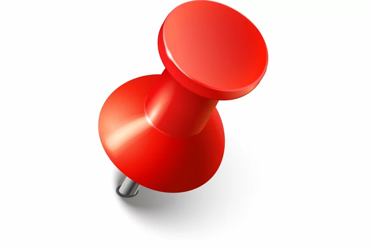 Red pushpin thumbtack for note attach Realistic 3d PNG