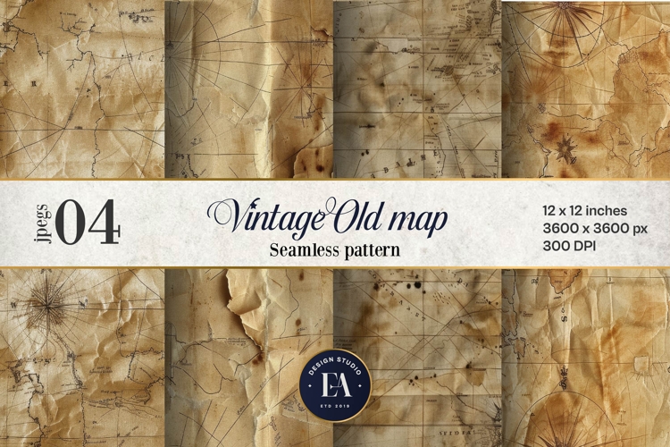 Vintage World Maps Pattern, Junk journal papers