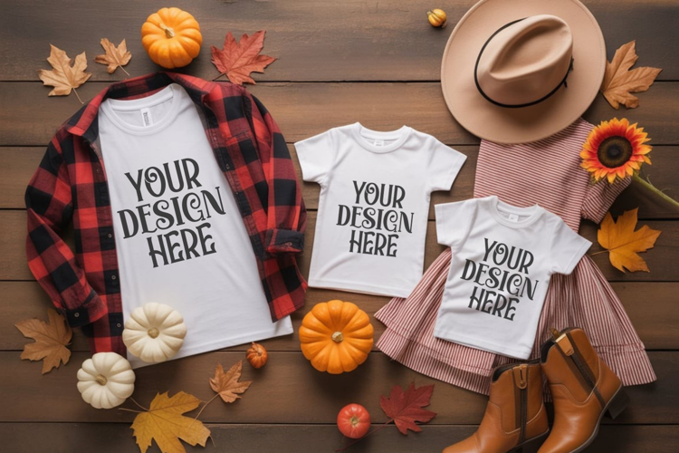 Christmas Family Matching Group T-Shirt Mockups | Holiday Fl