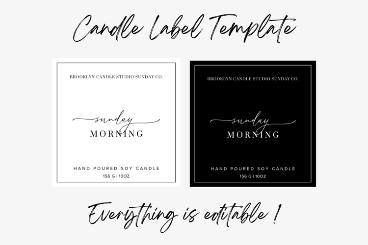 Canva Candle Label Template Monochrome