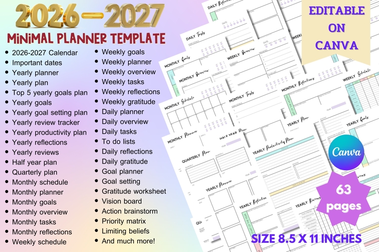 2026-2027 Minimal Planner Template