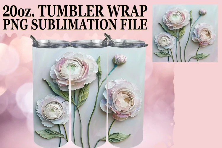 3D Petal Delight: Tumbler Wrap Sublimation