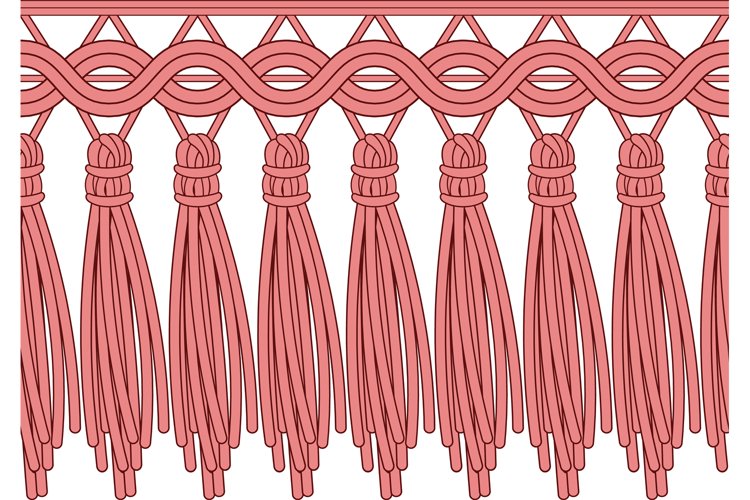 Fringe trim. Textile fringes, raw cloth seamless edge example image 1