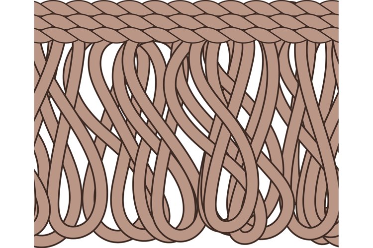 Fringe trim. Textile fringes, raw cloth seamless edge example image 1