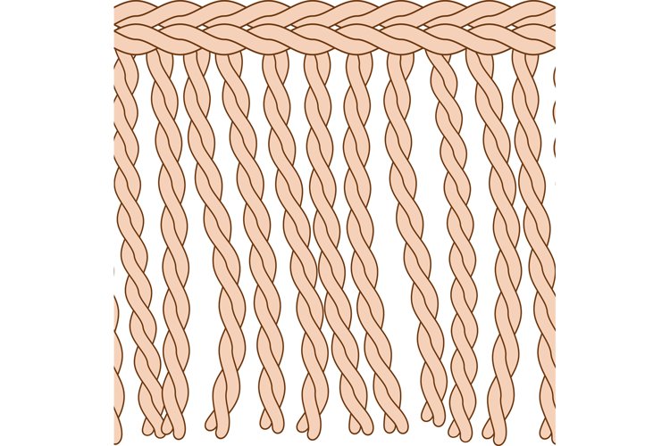 Fringe trim. Textile fringes, raw cloth seamless edge example image 1