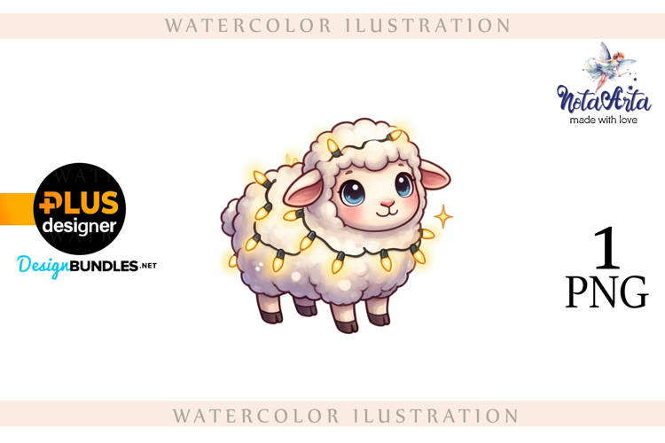 Christmas Sheep in Watercolor Style