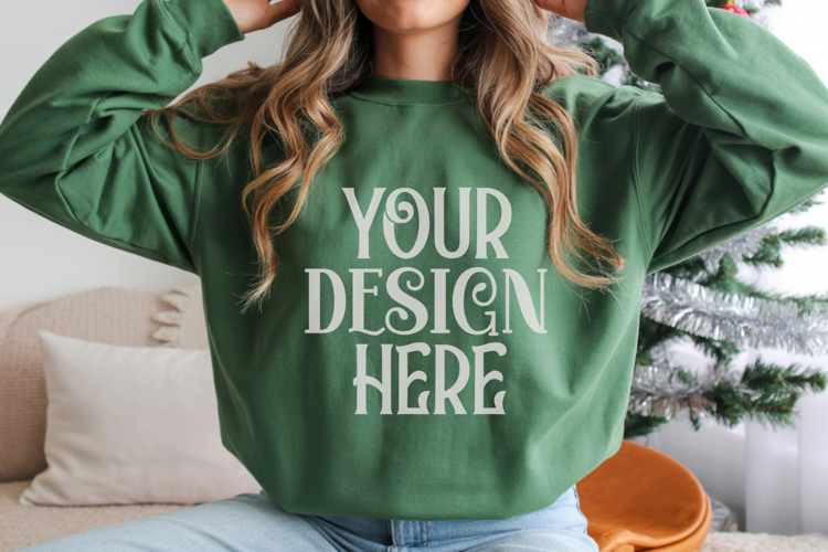 Christmas Gildan 18000 Military Green Crewneck Sweatshirt Mo