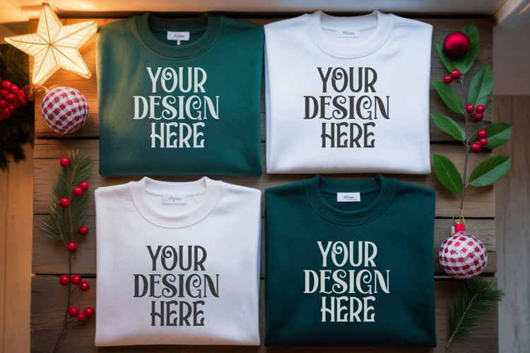 Christmas Family Matching Group T-Shirt Mockups | Holiday Fl