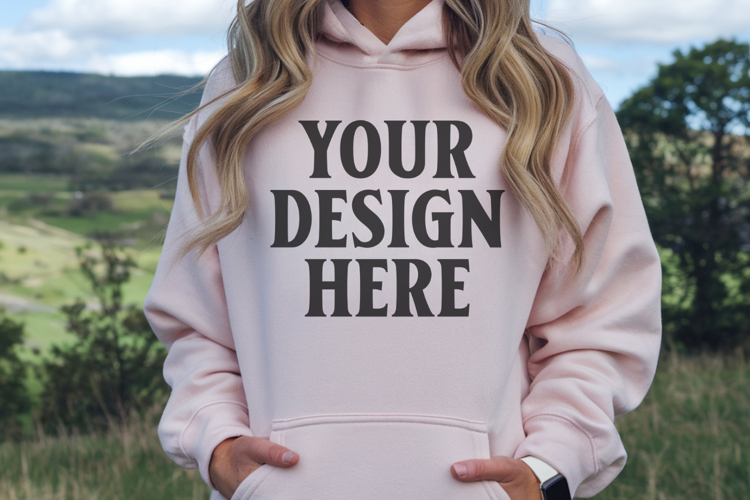 Light Pink Gildan 18500 Hoodie Sweatshirt Mockup, 185 mock-