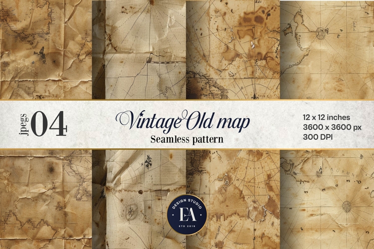 Vintage World Maps Pattern, Junk journal papers