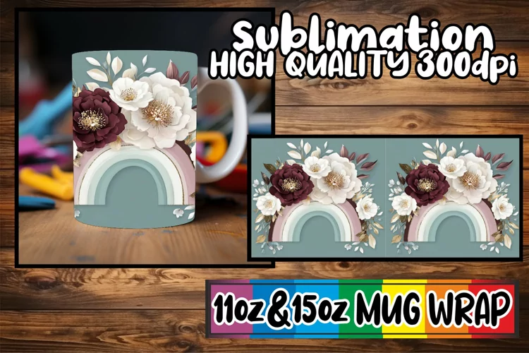 Happy hearts 11oz 15oz sublimation wrap, Flower