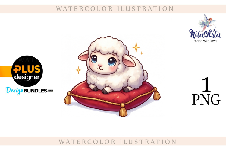 Christmas Sheep in Watercolor Style