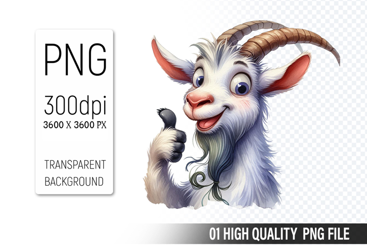 Cute Goat, Animal Sublimation Clipart PNG