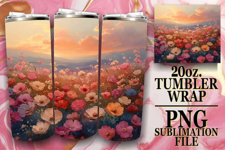 Joyful Flower Pattern Tumbler Sublimation