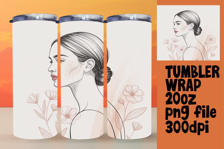Custom Tumbler Wrap Design , Beauty Woman