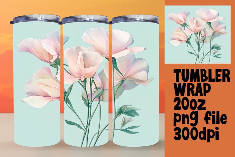 20oz Tumbler Sublimation Wrap Design Watercolor Flowers