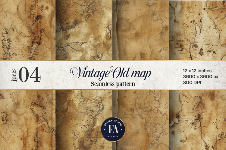Vintage World Maps Pattern, Junk journal papers