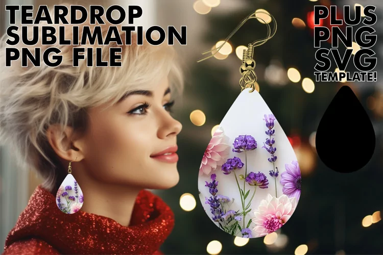 Blossom Bash Design Teardrop Earrings Sublimation Delight