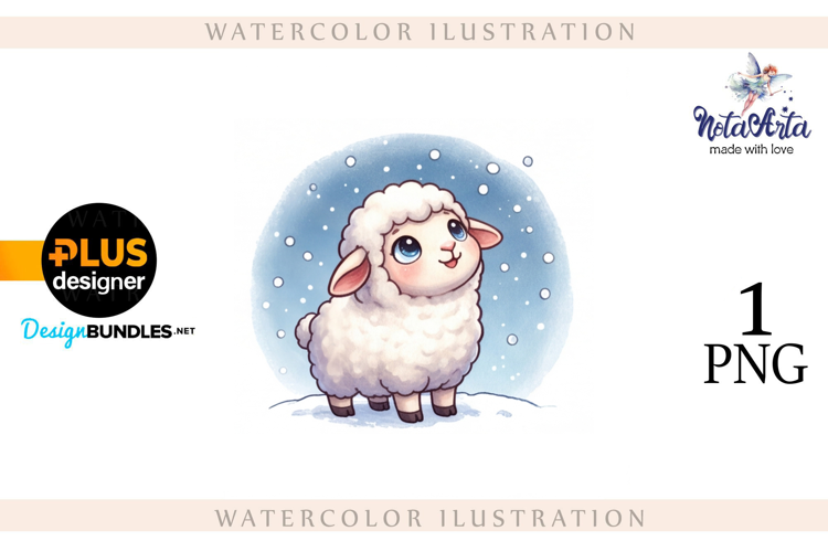 Christmas Sheep in Watercolor Style