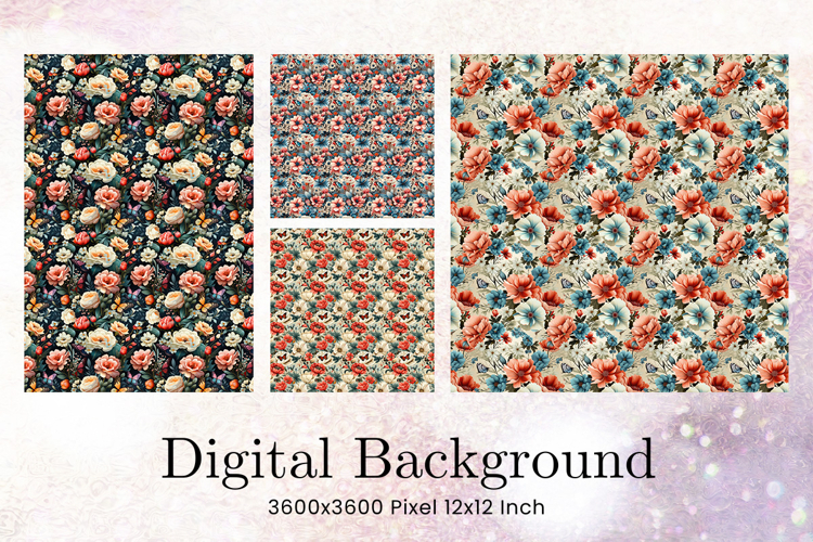 Flower Pattern Background Wallpaper Digital Paper_184 example image 1
