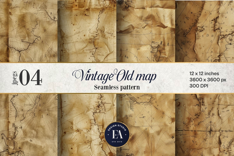 Vintage World Maps Pattern, Junk journal papers