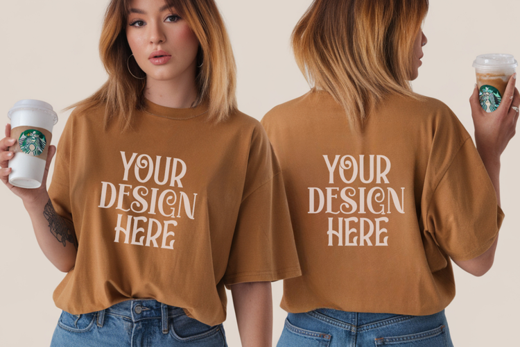 Mustard Comfort Colors 1717 Front & back T shirt Mockup