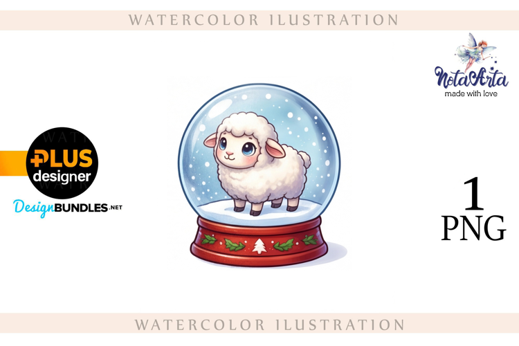 Christmas Sheep in Watercolor Style