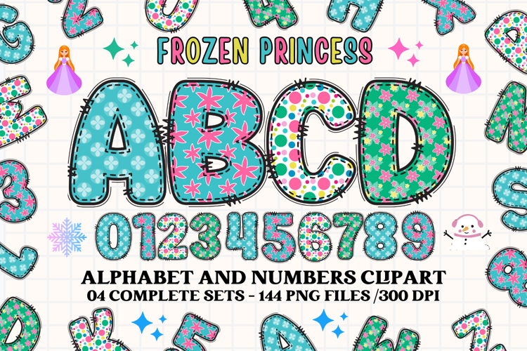 Frozen Princess Alphabet png clipart, Frozen letters doodle example image 1