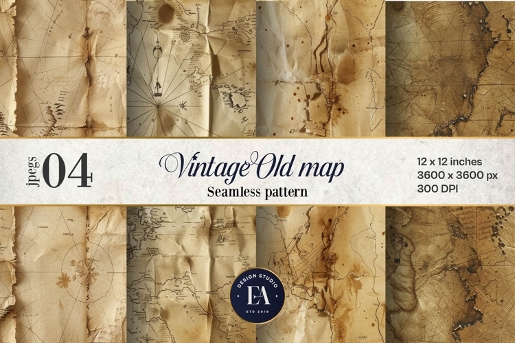 Vintage World Maps Pattern, Junk journal papers