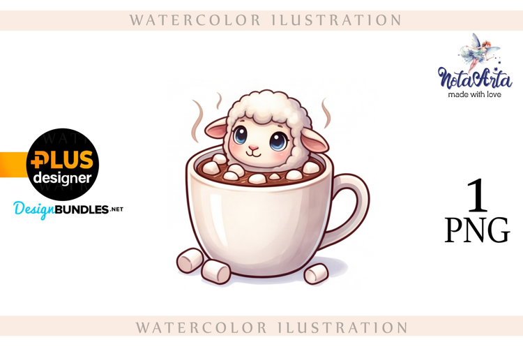 Christmas Sheep in Watercolor Style