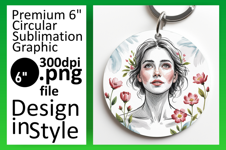Cute Keychain Circle Design PNG , Beauty Woman