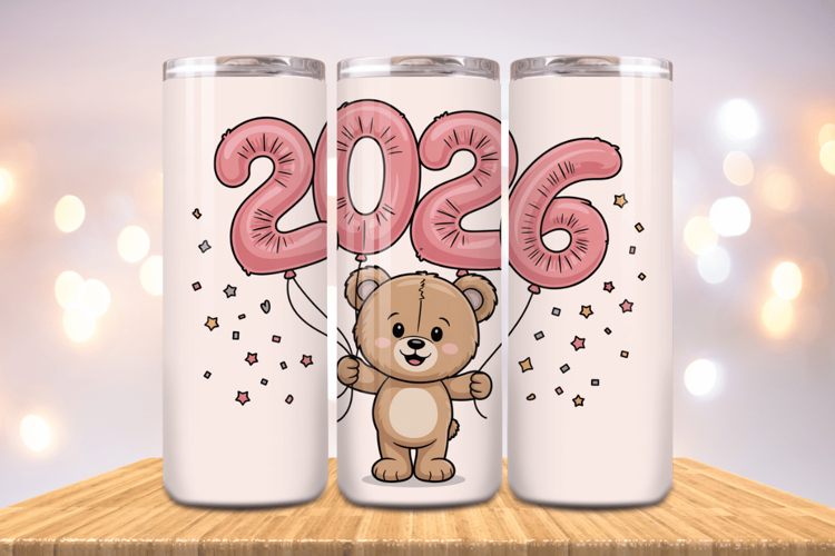 Festive Happy New Year Tumbler Wrap 2026: 20oz Skinny Tumble