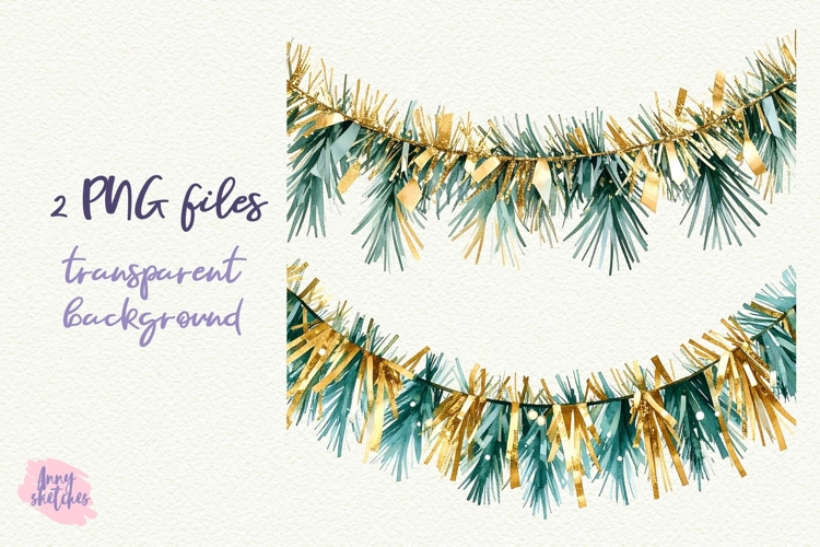 Vintage Christmas Garland Clipart Retro Christmas PNG