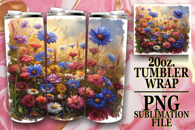 Whimsical Spring Flower Pattern Tumbler Design