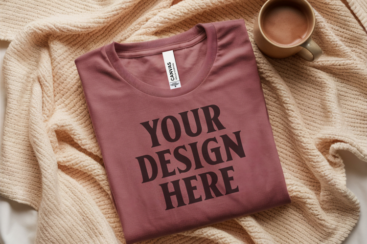 Christmas Bella Canvas 3001 Heather Mauve Folded Tshirt Mock