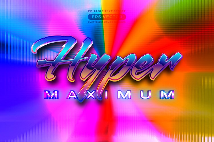 Hyper maximum editable text effect retro style with vibrant example image 1