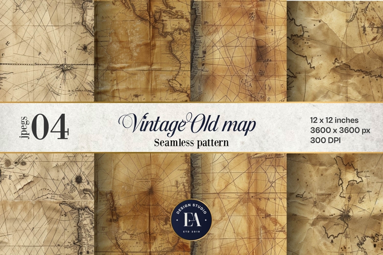 Vintage World Maps Pattern, Junk journal papers