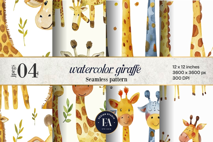 Watercolor Giraffe Pattern | Safari Animal Seamless Paper