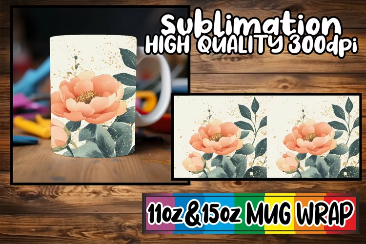 Radiant hearts 11oz 15oz sublimation wrap, Flower