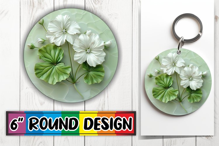 White Bloom Harmony: 3D Circle Design Sublimation example image 1
