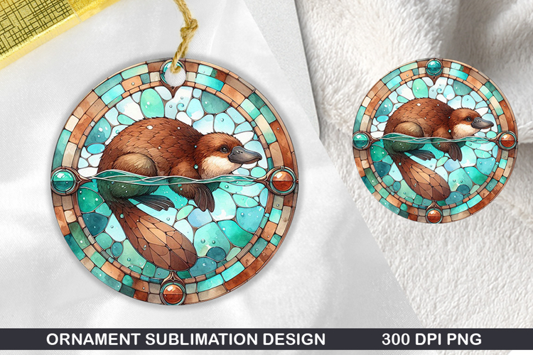 Platypus Stained Glass Ornament PNG, Sublimation PNG Design